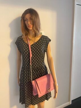 Betsey Johnson Pink Crossbody Bag with Heart Accent